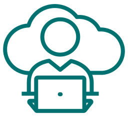 Person at a laptop inside a cloud icon