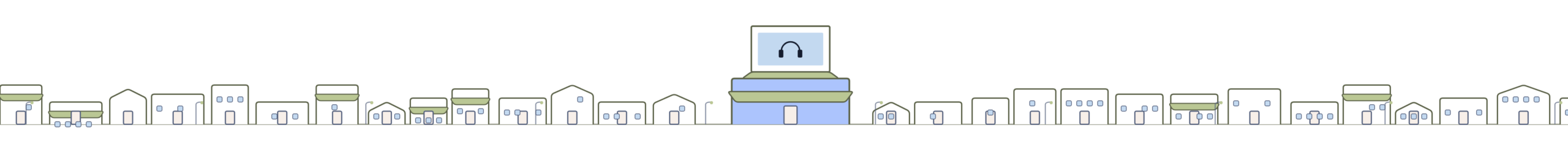 Line drawing of a Perth shopfront getting remote IT support on a laptop, linked to phones, internet and Essentials