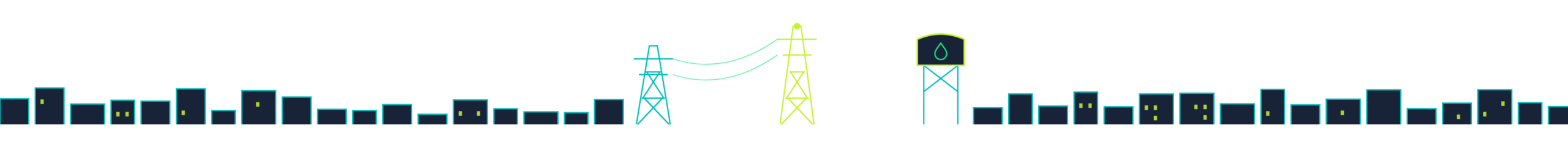 Line drawing of a water tower and power lines, linked to energy, a consultation and government